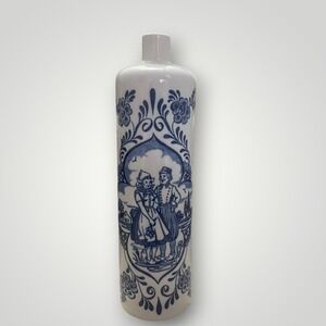 Ceramarte Dutch Scene Bottle Blue White Delft Style Windmill Ceramic Folk Art